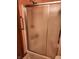 Modern shower with sliding glass doors, offering a clean and functional design at 247 Meridian Ct, Pittsboro, IN 46167