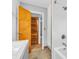 Bathroom featuring a shower, new vanity, and modern fixtures throughout at 3201 Chamberlin Dr, Indianapolis, IN 46227