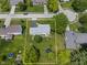 Aerial view of the property with a yellow border highlighting the landscaping, recreation areas, and the roof at 321 4Th E Ct, Carmel, IN 46033