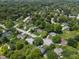 An aerial view of a neighborhood with tree-lined streets and well-maintained homes at 321 4Th E Ct, Carmel, IN 46033