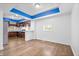 Open concept living area with a combined kitchen and living space, showcasing stylish floors and bright natural light at 541 Dayton Ave, Indianapolis, IN 46203