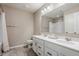 Bright bathroom featuring double sink vanity with modern fixtures and finishes at 6296 Sugar Maple Dr, Zionsville, IN 46077