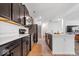 Contemporary kitchen showcasing stainless steel appliances and a center island at 6507 W Whispering Way, Greenfield, IN 46140