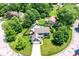 Aerial view of a beautiful home with a pool, surrounded by mature trees and lush landscaping at 6580 Kings Ct, Avon, IN 46123