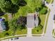 An aerial view of a home featuring a lush backyard with mature trees, a patio area and a long driveway at 7402 Northfield Blvd, Fishers, IN 46038