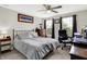 Comfortable bedroom featuring a cozy bed, neutral colors, and a dedicated workspace at 916 Settlers Walk, Brownsburg, IN 46112
