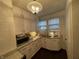 Bright kitchen featuring white cabinets, granite counters and subway tile backsplash at 9467 N Michigan Rd, Fairland, IN 46126