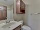 Bathroom features a single sink vanity with modern fixtures and separate shower at 20 Forrests Edge Ct, Indianapolis, IN 46227