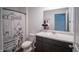 Bathroom featuring toilet, vanity with sink, shower curtain and mirror at 2916 W Bargello Ln, Monrovia, IN 46157