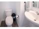 Modern bathroom featuring a toilet, sink, and sleek fixtures in a neutral color scheme at 2916 W Bargello Ln, Monrovia, IN 46157