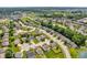 Panoramic aerial shot of a suburban neighborhood with lush greenery, ponds, and diverse home architecture at 4157 Taunton Ct, Plainfield, IN 46168