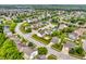 Aerial view of a residential neighborhood with mature trees, well-maintained lawns, and various home styles at 4157 Taunton Ct, Plainfield, IN 46168