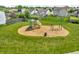 Aerial view of community playground with slides, swings, and bench seating at 4157 Taunton Ct, Plainfield, IN 46168