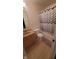 Bathroom featuring a shower with a decorative curtain, toilet, and vanity at 713 Driftwood Cir, Danville, IN 46122