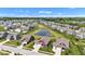 Aerial view of the neighborhood with houses, green trees, and a large pond at 8044 Yarmouth Way, Indianapolis, IN 46239