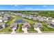 Features an aerial view of a residential neighborhood with well-maintained lawns and a small pond at 8044 Yarmouth Way, Indianapolis, IN 46239