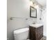Bathroom with modern vanity, toilet, and shower at 829 Meadow Ln, Greenfield, IN 46140