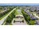 Community aerial view featuring a pool, playground, pond and clubhouse surrounded by lush greenery and neatly arranged homes at 10054 Win Star Way, Fishers, IN 46040