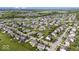 Overhead aerial view of a neighborhood displaying neatly arranged houses, verdant yards, and paved roads at 10054 Win Star Way, Fishers, IN 46040