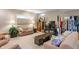 Basement living room featuring carpet, furniture, TV, and decor at 1102 Clearwell Dr, Greenwood, IN 46143