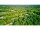 A beautiful bird's-eye view shows homes enveloped in verdant, mature foliage and a pool at 11510 Ralston Ave, Carmel, IN 46032