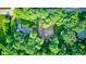 An aerial view of a house surrounded by mature trees, showcasing the backyard and outdoor space at 11510 Ralston Ave, Carmel, IN 46032