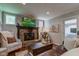 Inviting living room with a brick fireplace, comfortable seating, and a television mounted above the mantle at 11510 Ralston Ave, Carmel, IN 46032