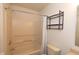 Standard bathroom with a single sink vanity, toilet, and shower-tub combo at 12671 Endurance Dr, Fishers, IN 46037