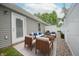 Cozy outdoor patio with modern furniture, privacy fence, and stylish landscaping at 1452 Coen Ct, Columbus, IN 47201
