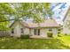 Backyard with a sliding glass door to the patio and a well-maintained lawn at 14911 Silver Thorne Way, Carmel, IN 46033
