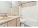 Bathroom with a single sink vanity, and shower-tub combo at 14911 Silver Thorne Way, Carmel, IN 46033