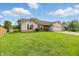A cozy single-story home with a lush green lawn, complemented by vibrant red shutters at 2145 W Autumn Ln, Columbus, IN 47201