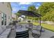 Outdoor seating area with large umbrella and well-maintained patio at 2326 Gradison Cir, Indianapolis, IN 46214