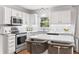 Bright, updated kitchen with white cabinetry, tiled backsplash, and a center island with marble countertop at 2326 Gradison Cir, Indianapolis, IN 46214
