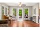 Sun room features hardwood floors, lots of windows, and access to outdoor deck at 2805 Fox E Ct, Martinsville, IN 46151