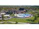 Aerial perspective of the community with a pool, clubhouse, and inviting outdoor spaces for residents at 3142 Balsamroot Rd, Greenwood, IN 46143