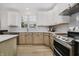 Kitchen with stainless appliances, gas range and two-tone cabinetry at 3876 Kegler Way, Carmel, IN 46074