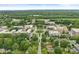 Aerial view of campus showcasing academic buildings surrounded by lush greenery and tree-lined streets at 518 Buckingham Dr, Indianapolis, IN 46208