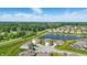 Areal view of the neighborhood with a pond, highlighting the serene environment and community layout at 6762 Brentwood Ct, Brownsburg, IN 46112