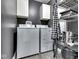 Functional laundry room with washer, dryer, shelving and storage at 730 N Forsythe St, Franklin, IN 46131