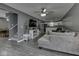 Spacious living area with hardwood floors offering seamless transition to kitchen at 730 N Forsythe St, Franklin, IN 46131