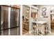 Open kitchen layout with stainless steel appliances, breakfast nook, and view into the living room at 9263 Wadsworth Ct, Fishers, IN 46037