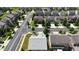 An aerial shot displaying a neighborhood with well-maintained streets, sidewalks and single Gathering homes at 10628 Bali Ct, Noblesville, IN 46060