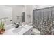 Bathroom featuring a white vanity, decorative mirror, and stand up shower at 1107 Mccray Ln, Westfield, IN 46074