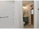 Bathroom featuring a walk-in shower with shelving and a gray vanity at 1219 Citation W Cir, Lebanon, IN 46052
