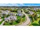 An aerial view of a residential neighborhood featuring well-manicured lawns and tree-lined streets at 14458 Smickle Ln, Carmel, IN 46033