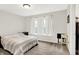 Bright bedroom features neutral walls, plush carpet, and light-filled windows with white curtains at 3428 Thomas Jefferson St, Westfield, IN 46074
