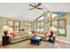 Cozy living room featuring vaulted ceilings and a neutral color scheme at 5215 Limestone Ct, Indianapolis, IN 46237