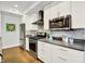 Modern kitchen features stainless steel appliances, white cabinetry, and stylish backsplash at 622 E 10Th St # 310, Indianapolis, IN 46202