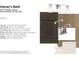 A bathroom design showcasing cabinets, countertops, and shower wall and floor tile selections at 637 Firefly Ct, Greenfield, IN 46140